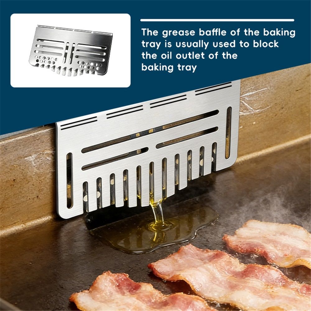 2 pack Griddle Accessories of Grease Gate, Griddle Blocker Food Mesh Screen Goalie Cover, Blocks Food from Falling into Rear Grease Trap — image 4