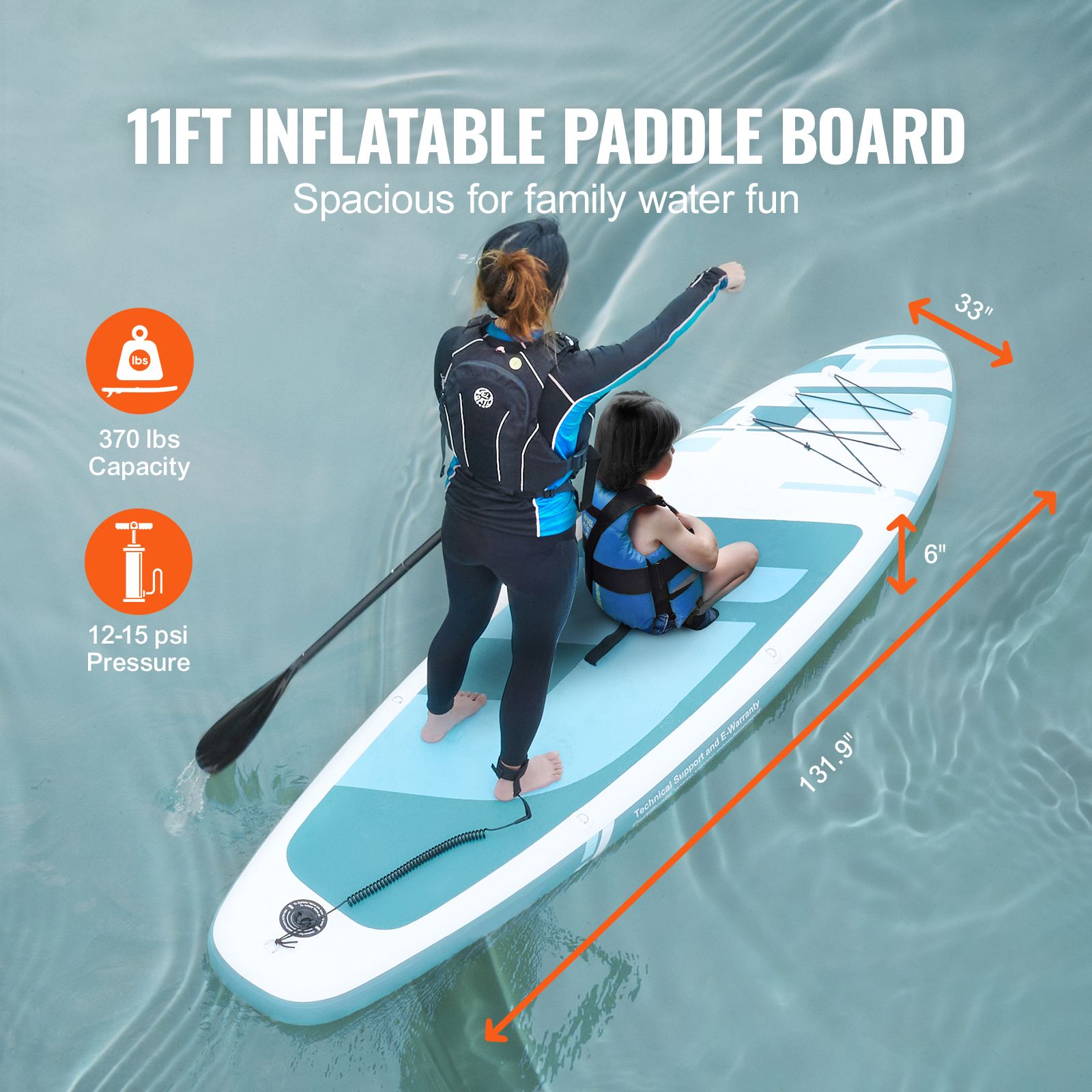 Inflatable Stand Up Paddle Board, 152 mm Wide SUP Paddleboard, with Board Accessories, Pump, Paddle, Fin, Phone Bag, Backpack, Ankle Leash, Repair Kit — image 2