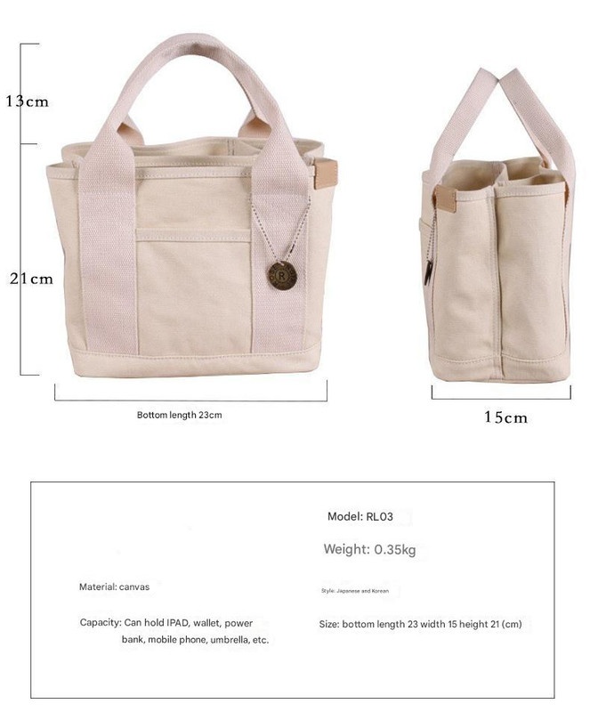 Pink Canvas Lunch Tote Bag - Stylish Handbag with Multiple Compartments for Women โ image 5