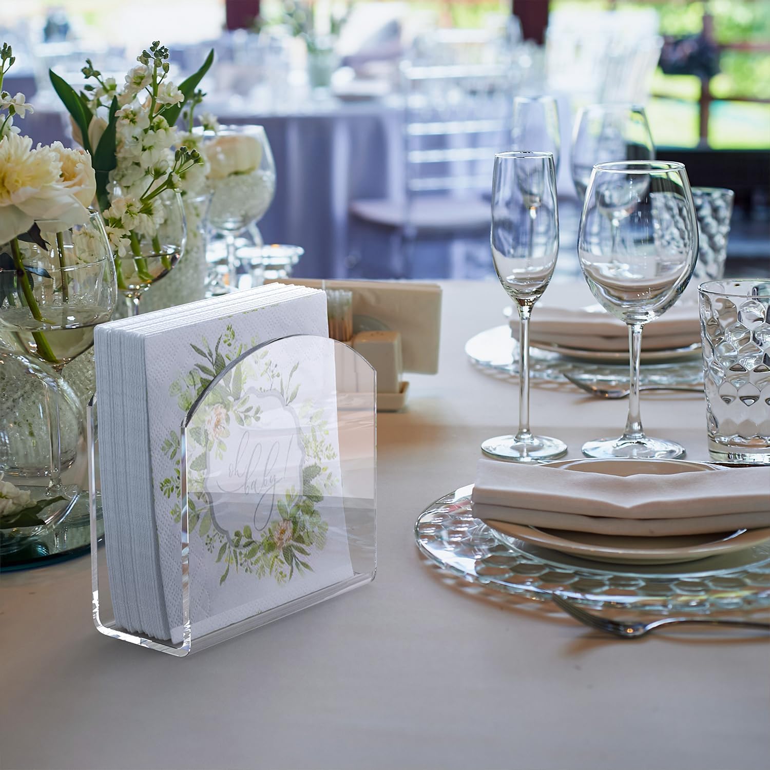 Napkin Holder, 2 Pack Clear Acrylic Napkin Tissue Holder for Table,Tissue Paper Cocktail Napkin Holder for Kitchen, Dinner Napkin Dispenser for Bar, Restaurant โ image 4