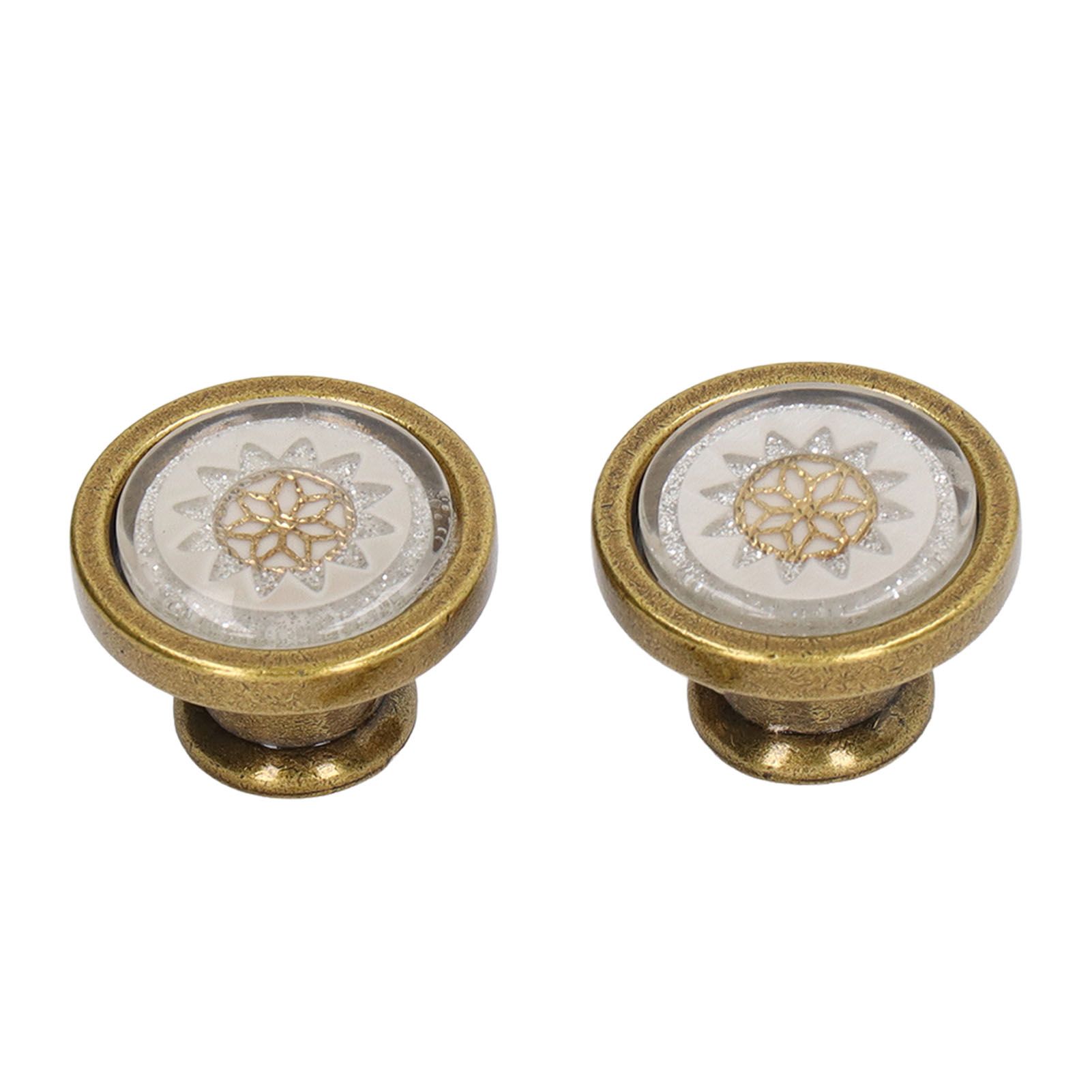 2 Sets Antique Furniture Hardware Handle Knob Zinc Alloy Round Single Hole Cabinet Door Handle Copper White — image 2