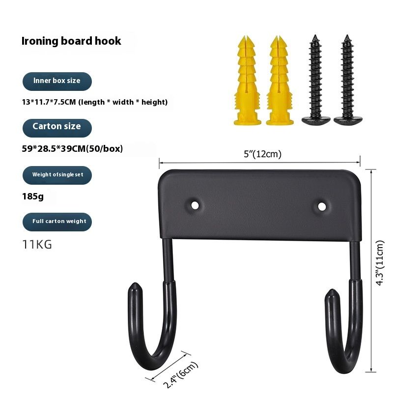 2 black ones Ironing Board Holder Wall Mount, Ironing Board Hanger, Iron Board Hook Wall Mount — image 2
