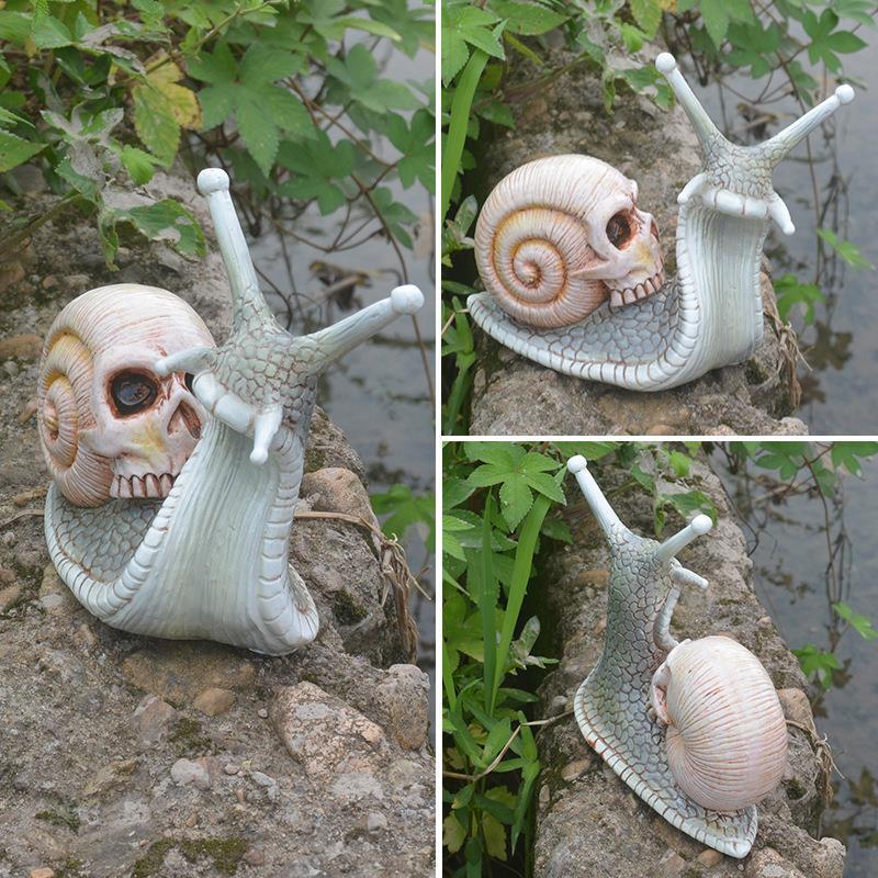 1-Pack Skeleton Snail Skull Sculpture Gothic Garden Home Decor, ZQKLA — image 6