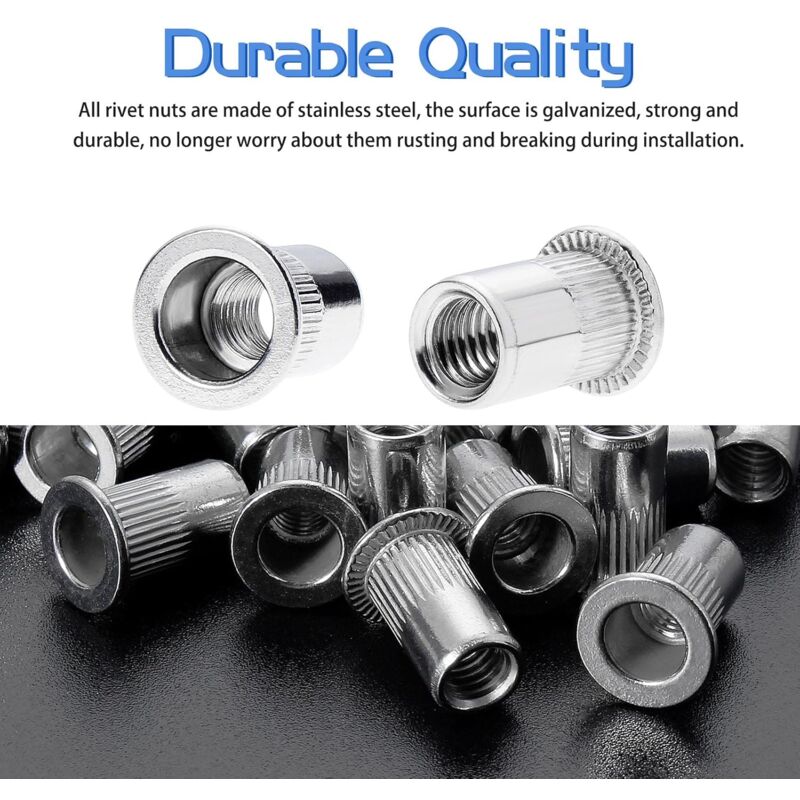 100 pcs M6 Stainless Steel Rivet Nuts Flat Thread Rivet Nuts — image 3