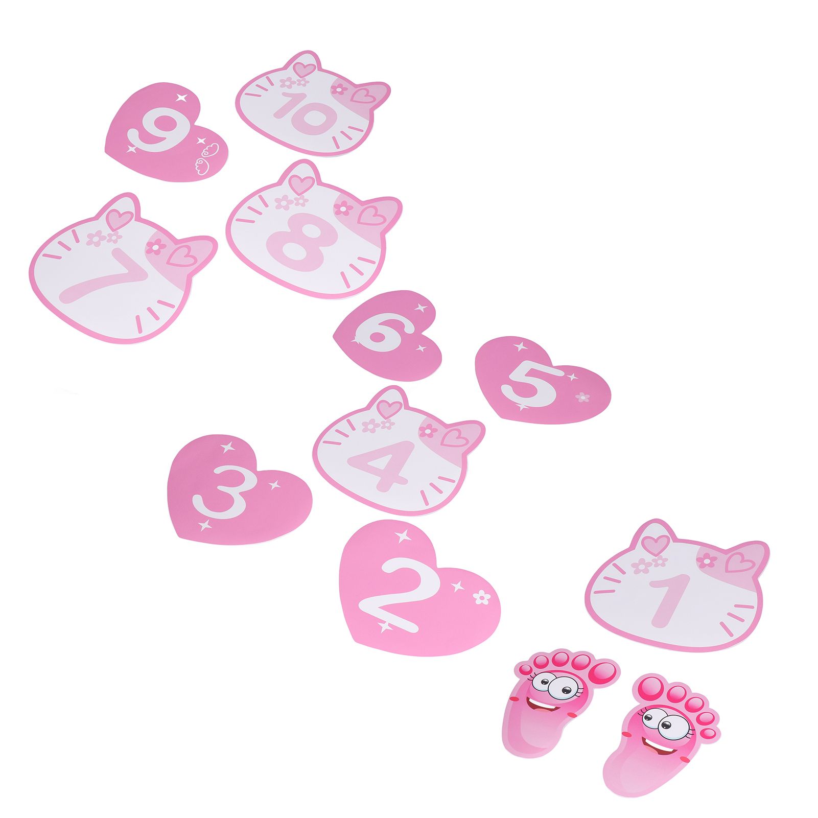 Removable 10 Number Hopscotch Stickers Children Room Floor Decoration Pink Cartoon Number Hopscotch Footprints Stickers โ image 4