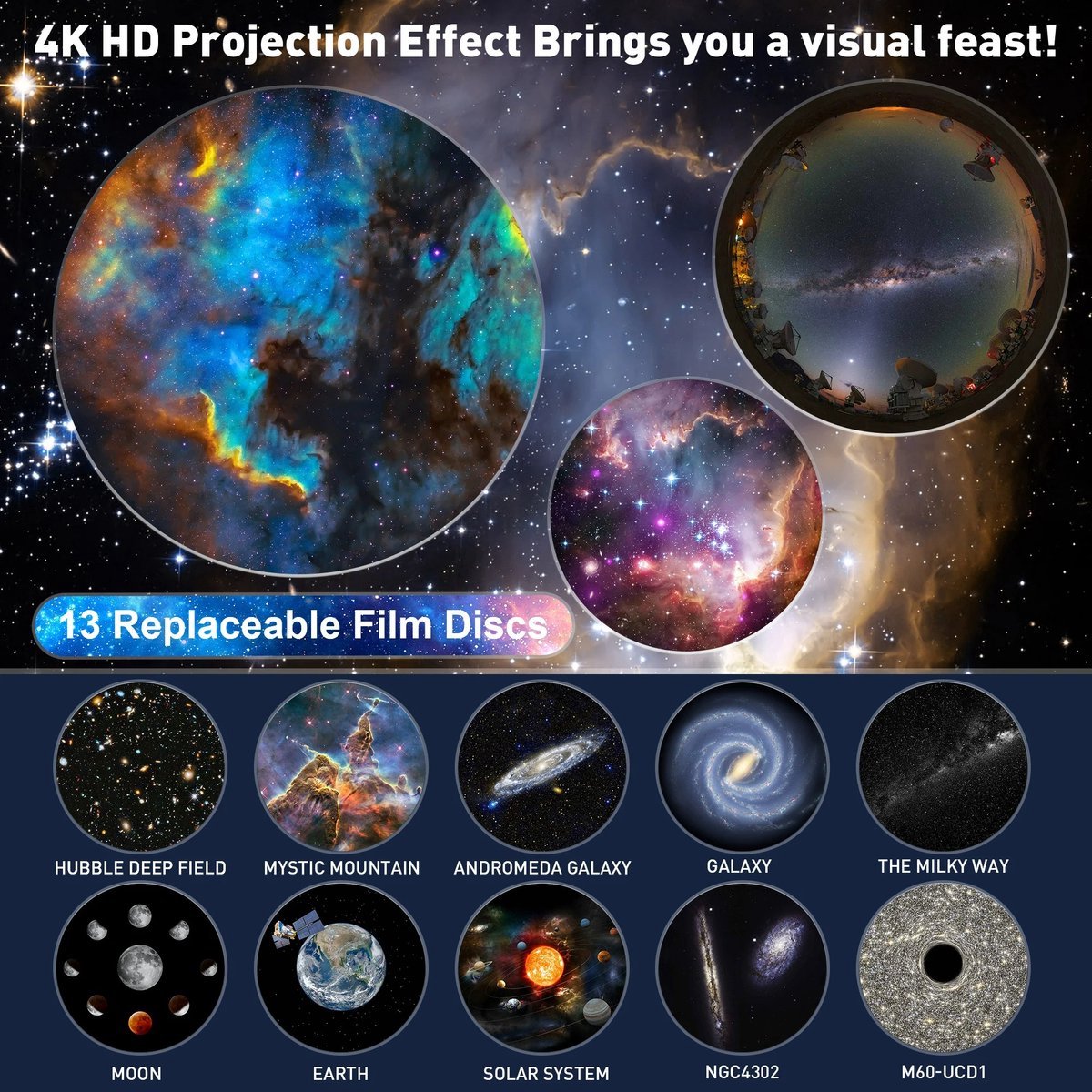 360° Starry Sky Night Projector with Solar System, Moon, Nebula, Galaxy, and Astronaut - Projector for Children and Adults - Mood Light - Bedroom Mood Light — image 5