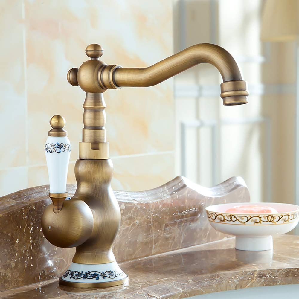 Antique Bar/Prep Deck Mounted Rotatable with Ceramic Valve Single Handle One Hole for Antique Brass Kitchen Faucet โ image 4
