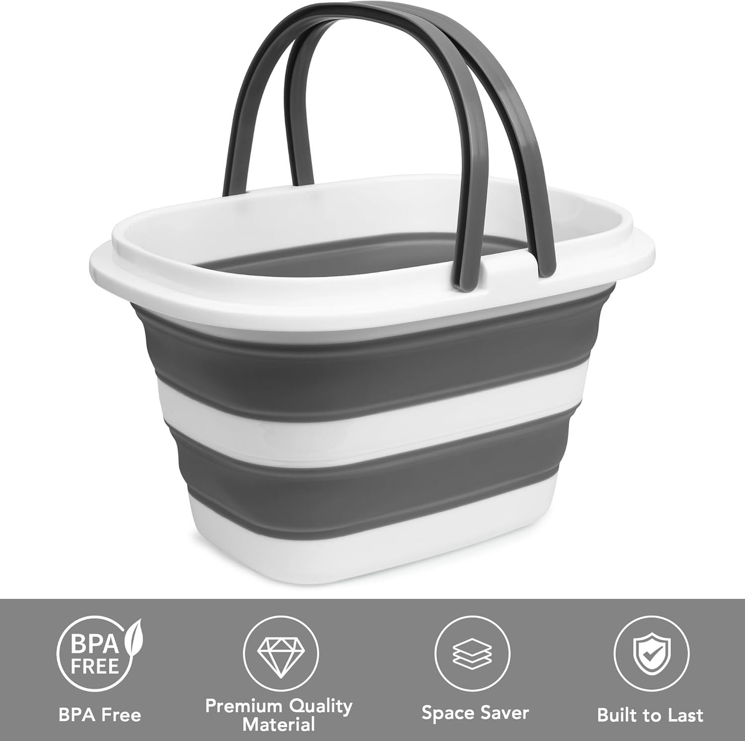 16 L Collapsible Mop Bucket, Foldable Plastic Cleaning Tub with Handle for Laundry, Car Washing, Camping, Fishing and Home Storage โ image 2