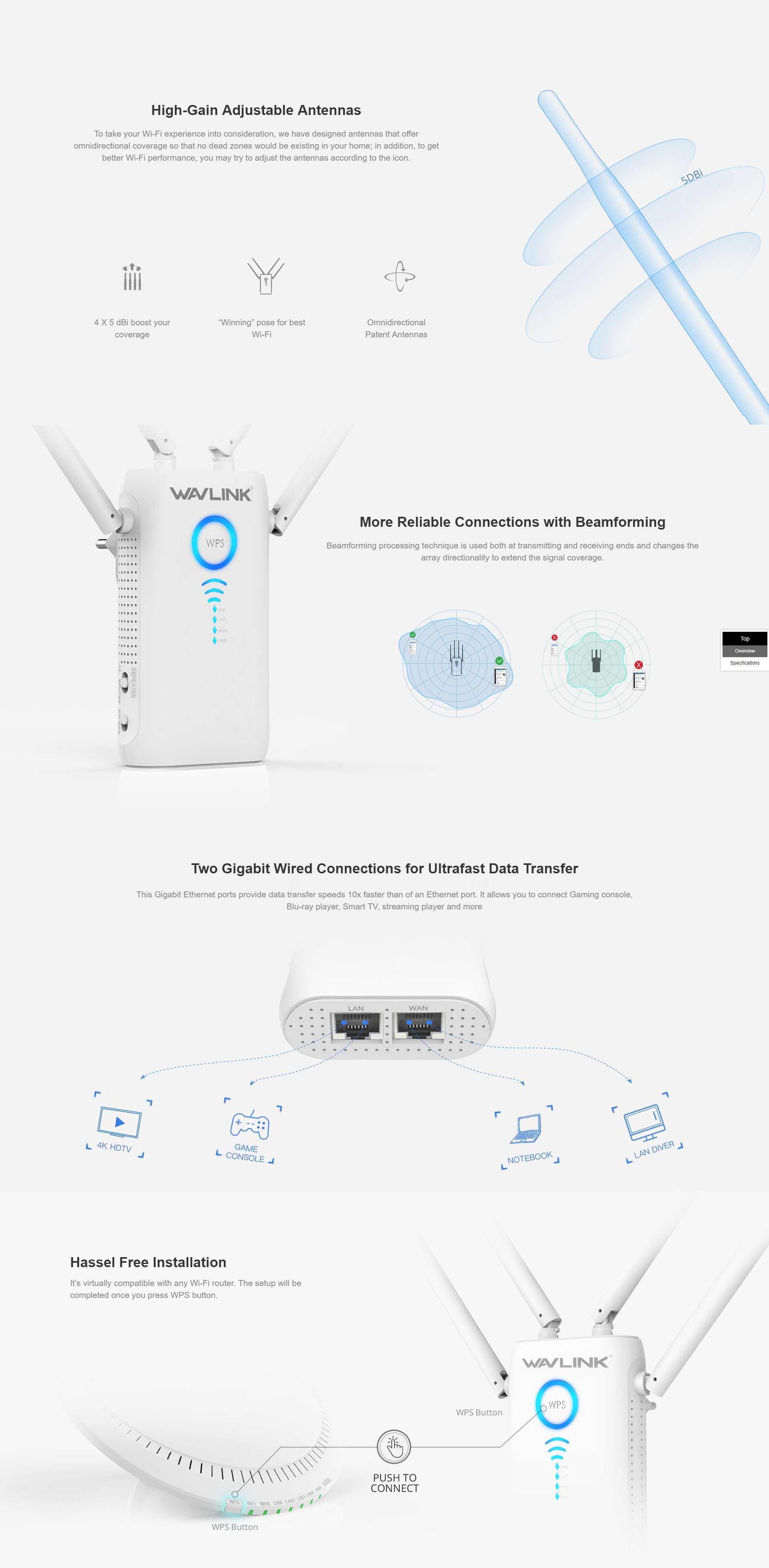 WAVLINK AC1200 Dual Gigabit Ethernet Ports Wi-Fi Range Extender (WL-WN579G3) — image 3