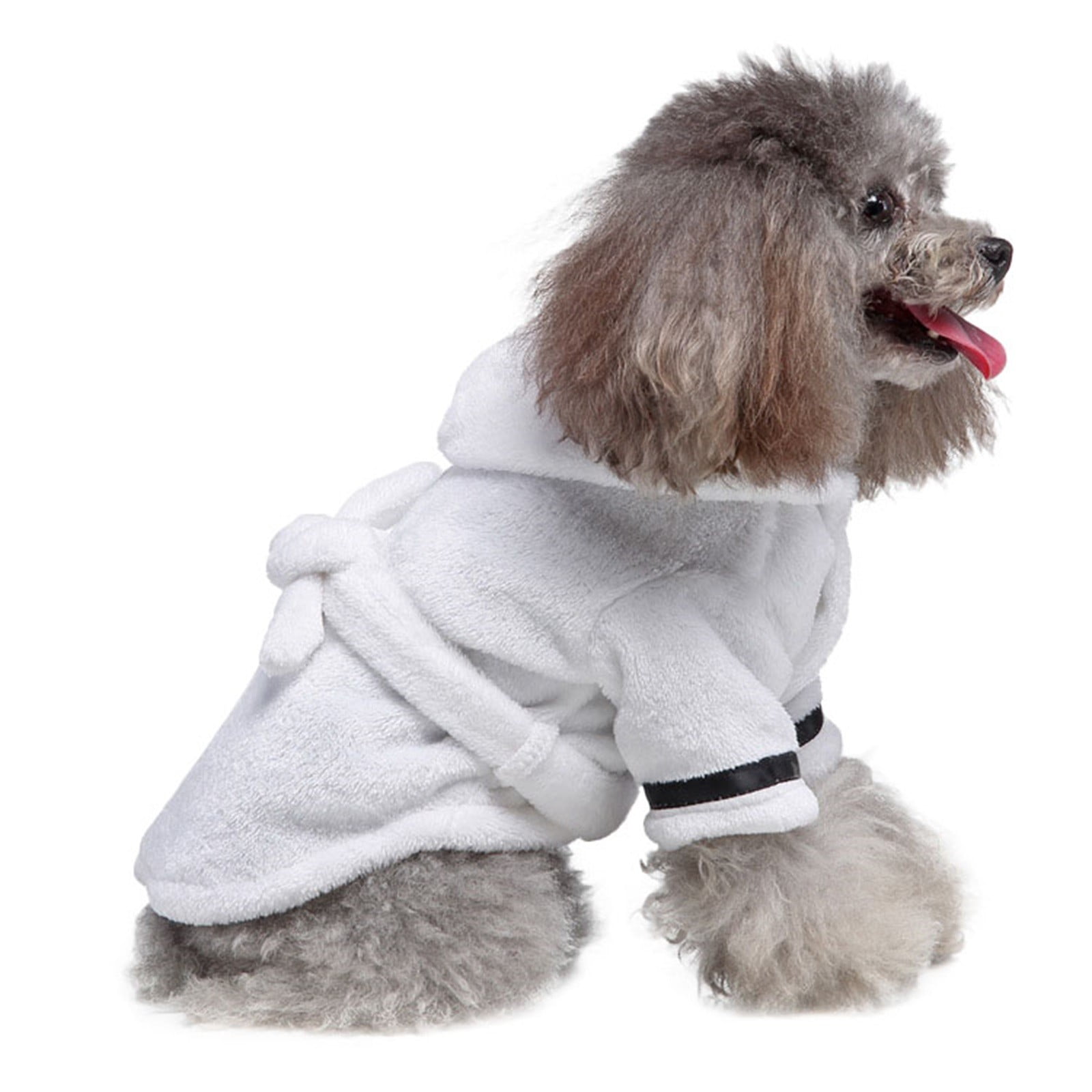 Pet Bathrobes, Pajamas ! Dog Cat Bathrobe Pet Clothes Hotel Bath Towel Pet Bathrobe Nightgown Pajamas (Army Green, L) XL White — image 2