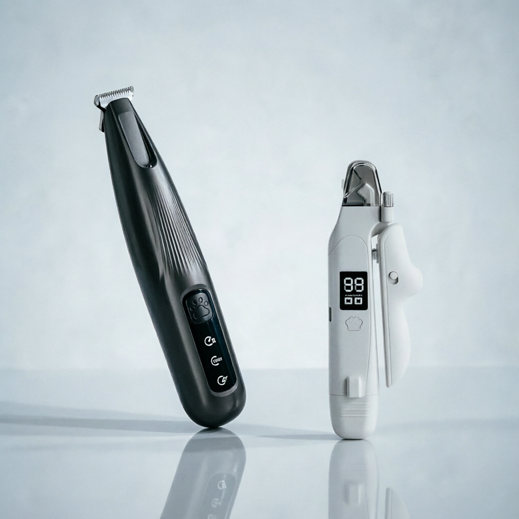 Black Paw Hair Trimmer and White Pet Nail Clipper Set USB Rechargeable Dog Cat Grooming Kit LED Display Low Noise Paw Shaver Nail Grinder 2 in 1 Pet Beauty โ image 4