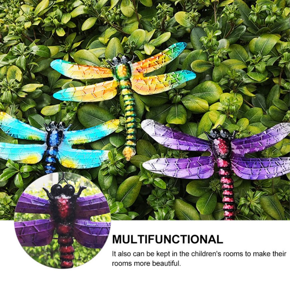 Wrought Iron Dragonfly Wall Hanging Courtyard Garden Porch Home Wall Balcony Art Decoration Outdoor Indoor Decor — image 4