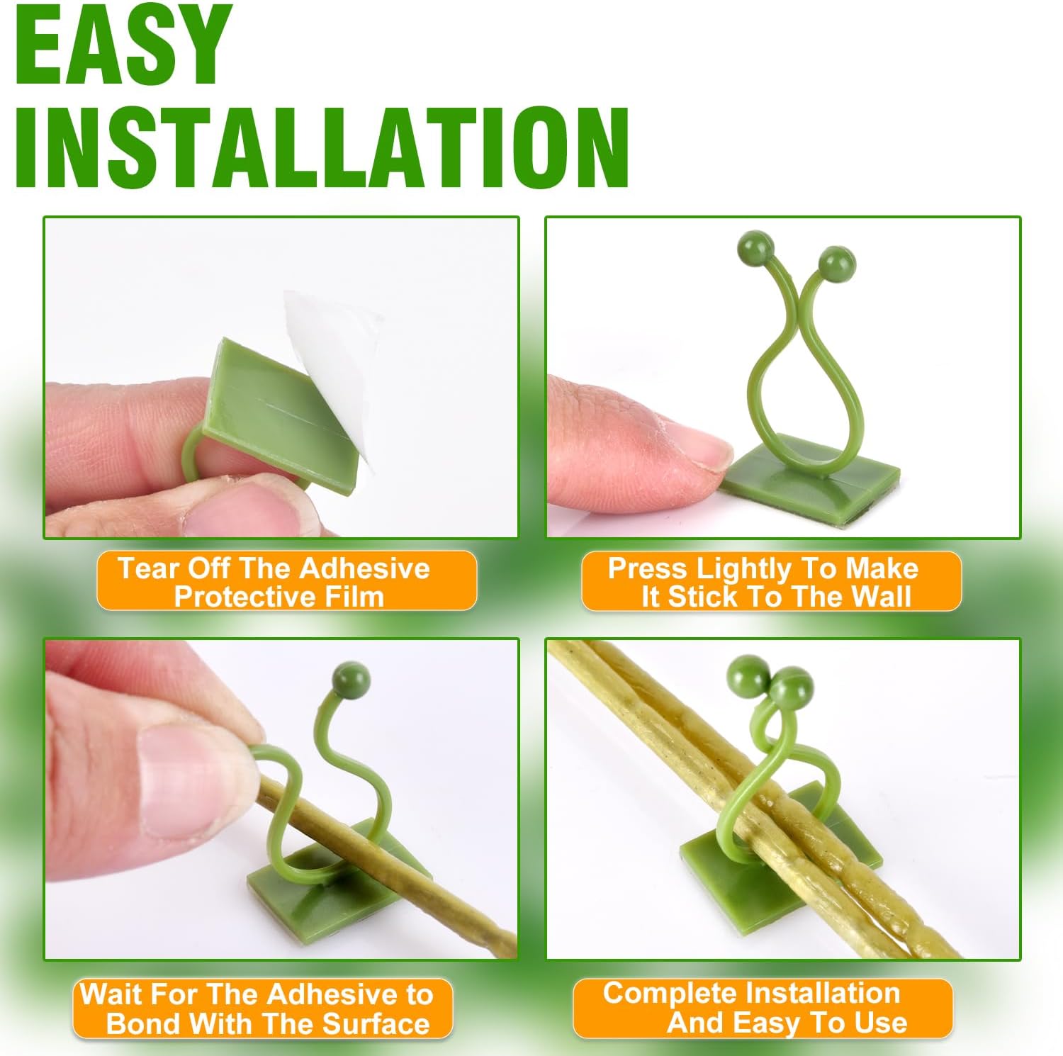 Green Plant Stem Supports for Indoor Use - Tall Plant Stakes for Monstera - Plant Anchoring Clips - 120 Pieces — image 5