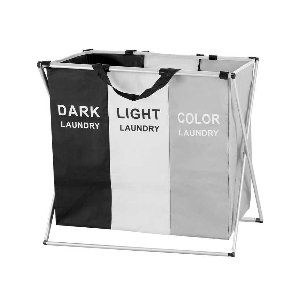 Artiss Laundry Basket Hamper Large Foldable Washing Clothes Storage 3 Sections — image 3