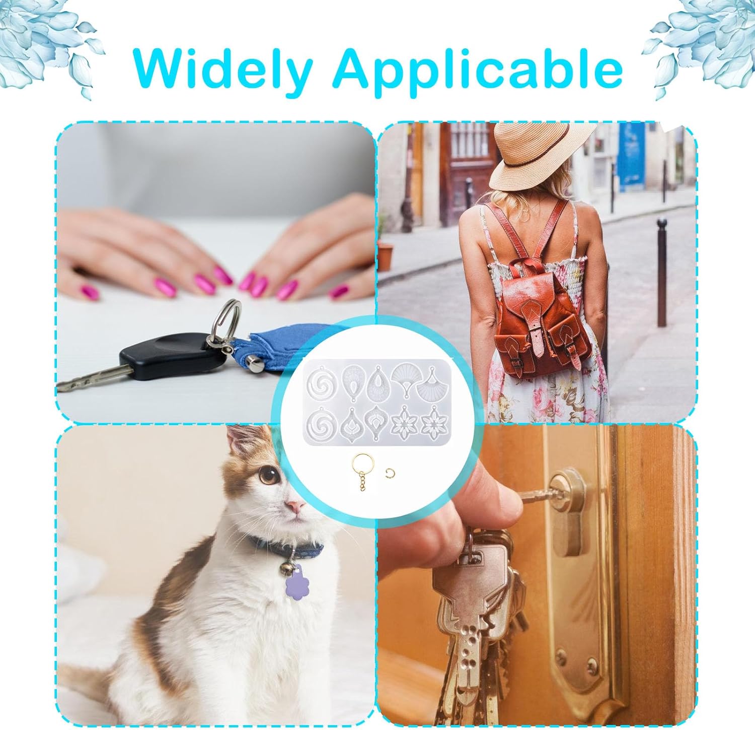 Leaf Resin Jewelry Molds,Silicone Epoxy Resin Earring Molds with Hole Water Droplets Keychain with Key Buckle Accessories Pendant Molds for Women Gift DIY โ image 5