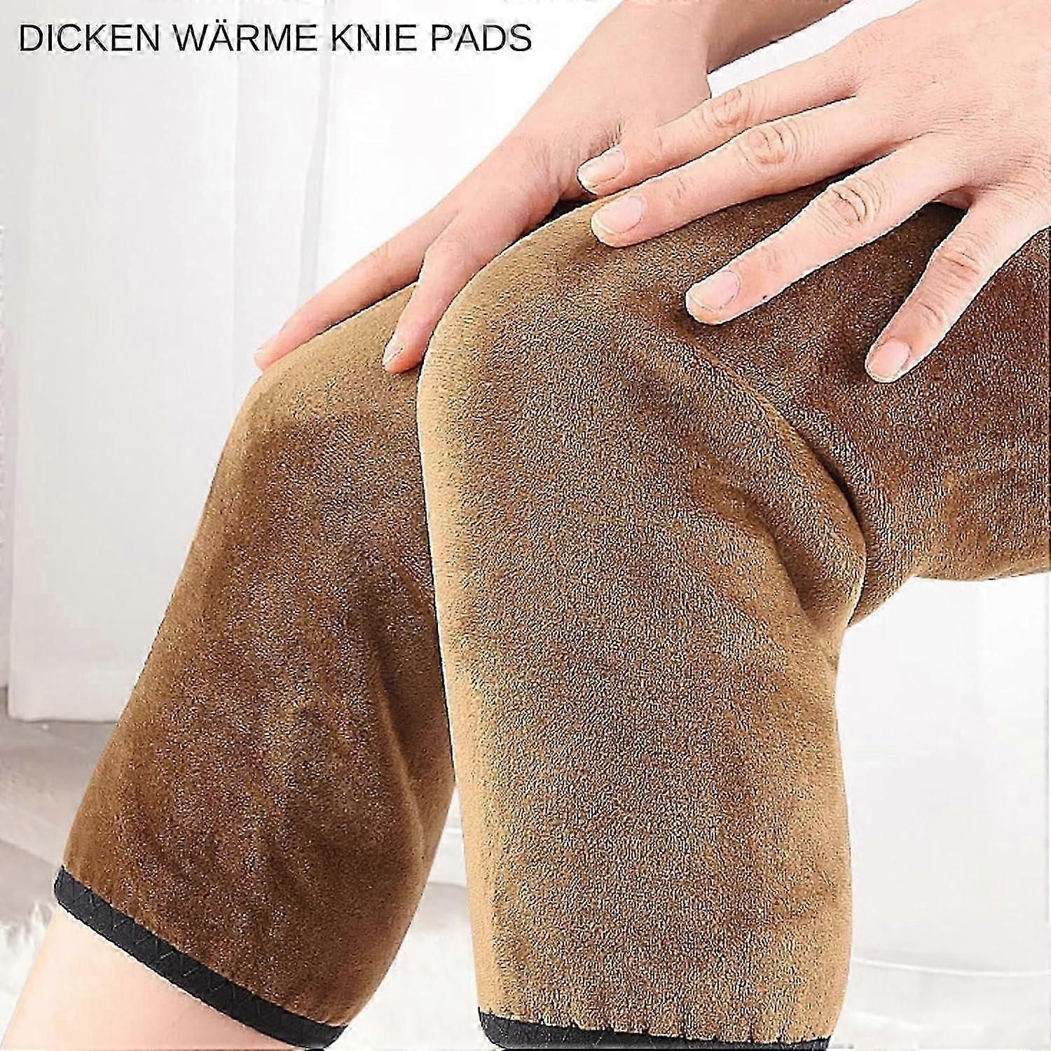 Warm Cashmere Knee Support Sleeves Thickened Wool Knee Pads for Skiing Cycling Outdoor Sports Joint Comfort Brace (45kg-80kg) - Brown — image 2
