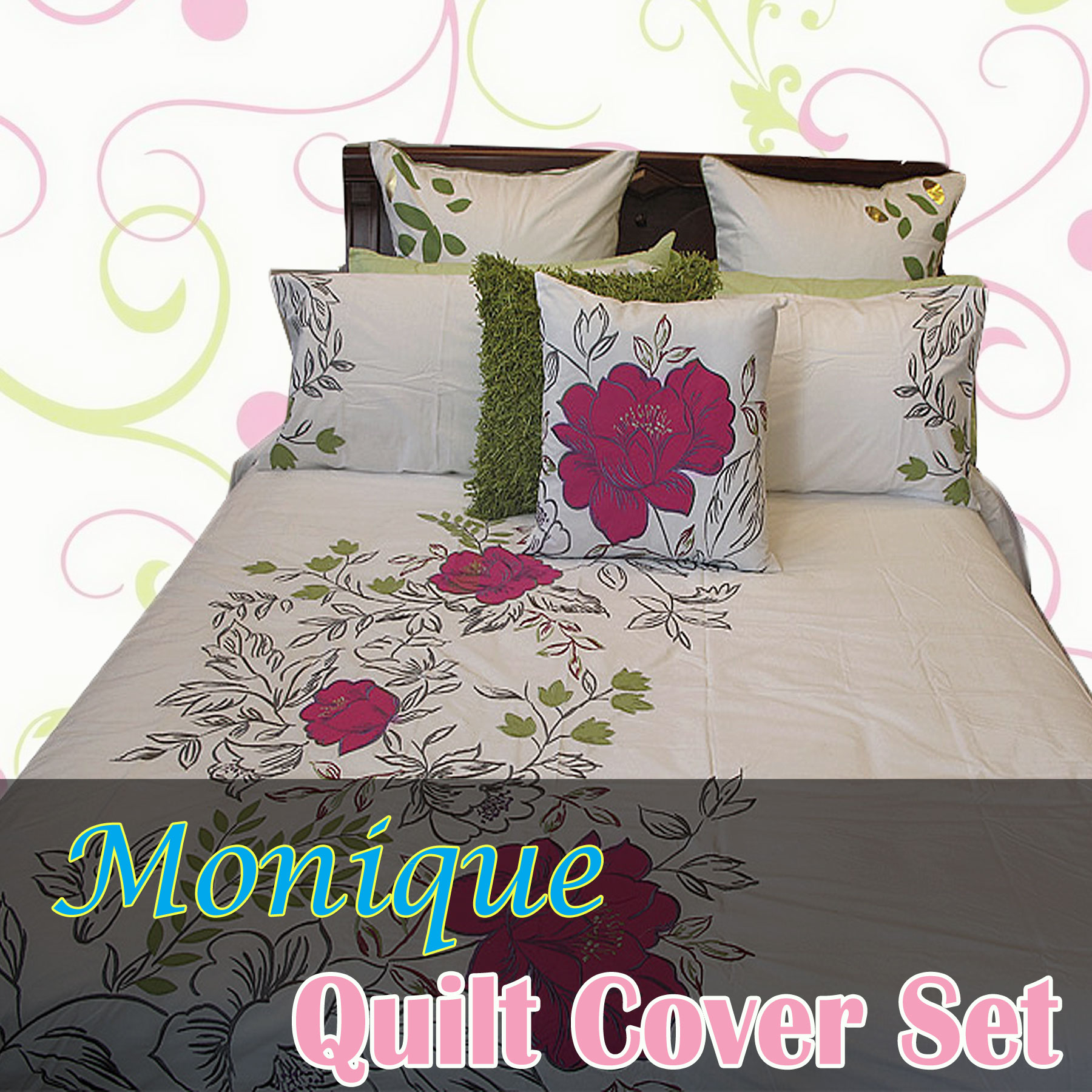 Monique Embroidery Quilt Cover Set DOUBLE — image 2