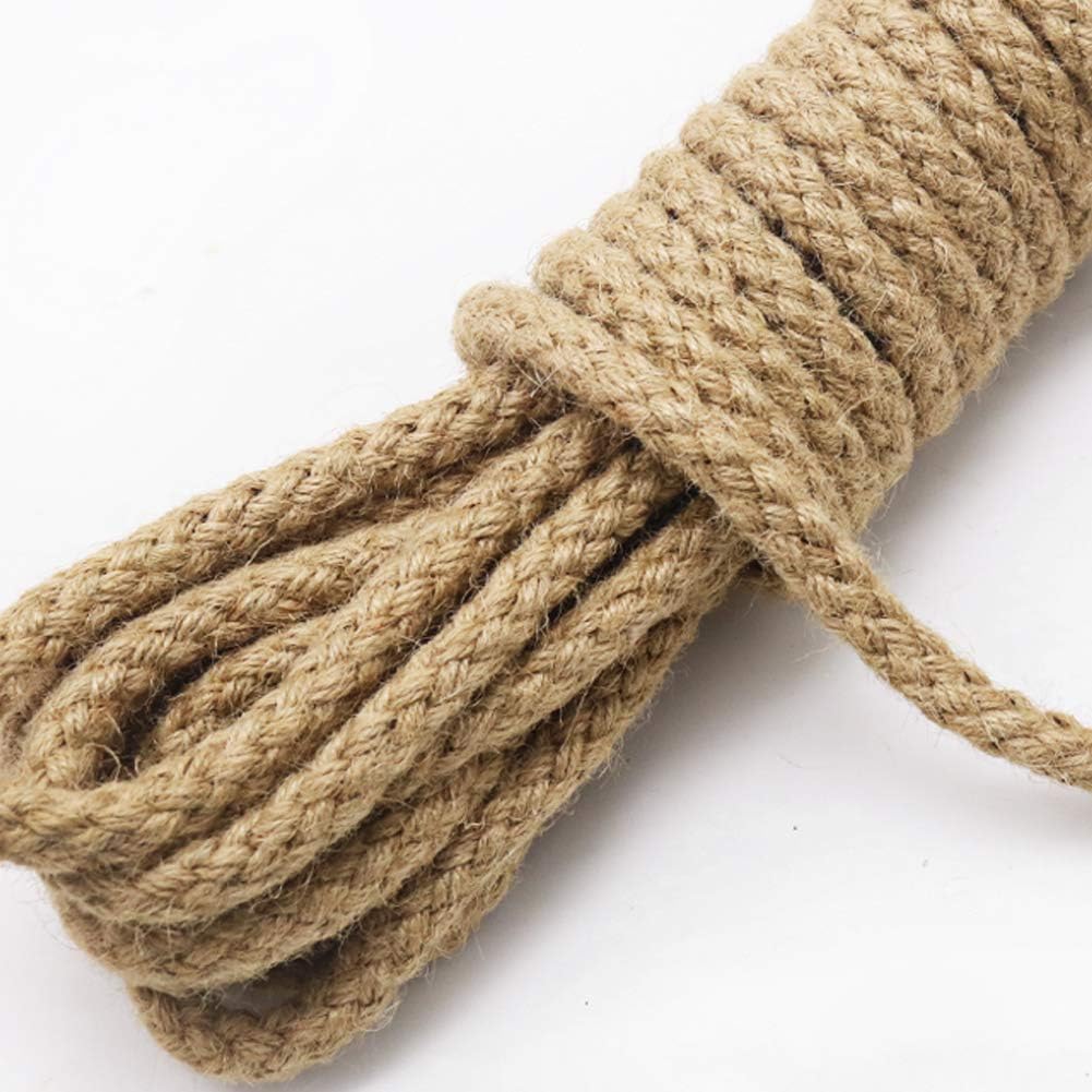 Braided Jute Rope, 25 Feet 11mm Thick Twine Rope for Crafting, Cat Scratching, Gardening, Bundling, Farmhouse Decor, Home Decor β image 2