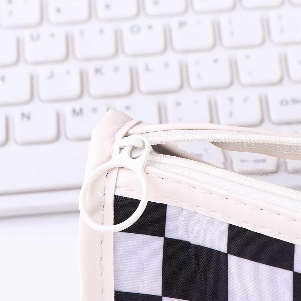 Transparent Large Capacity Checkered Pencil Case, Waterproof Pen Box Zipper Pencil Case, Anti-scratch Pen Case(black) — image 3