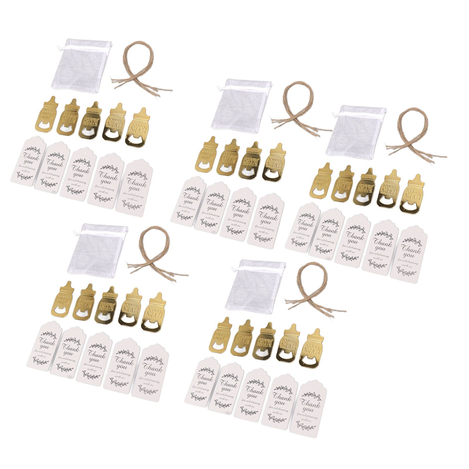 24 Set Baby Bottle Opener Zinc Alloy Cute Baby Bottle Shaped Bottle Opener Baby Shower Return Gift for Baby Shower Party Golden — image 3