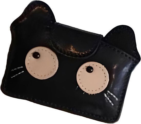 Women's wallet - Solid color - Cat design - A gift for young women and ladies (Black) โ image 3