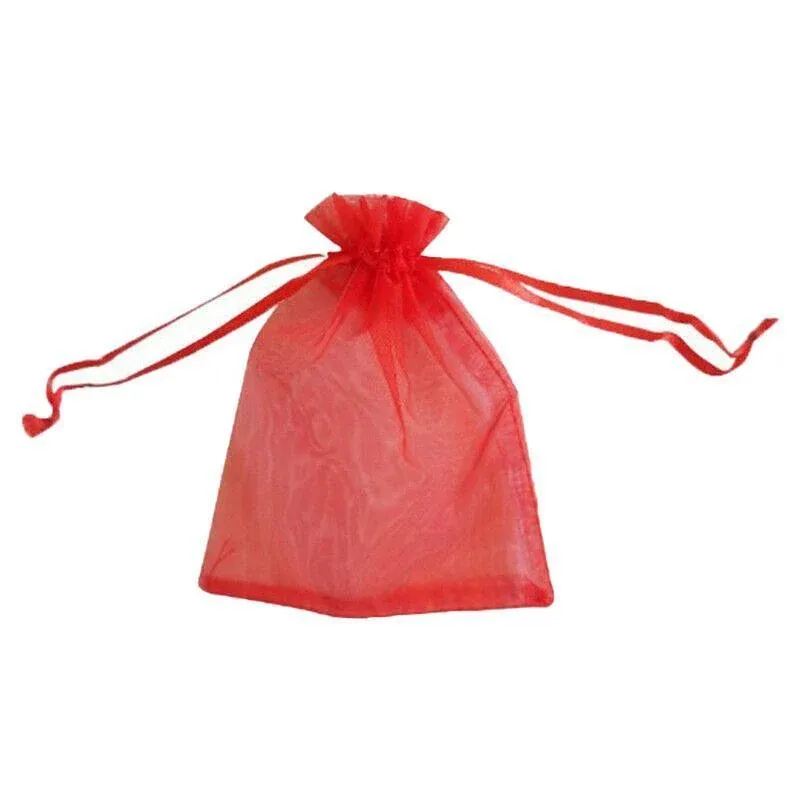 50PCS Organza Bag Sheer Bags Jewellery Wedding Candy Packaging Sheer Bags 9 × 12 cm - Red/50PCS