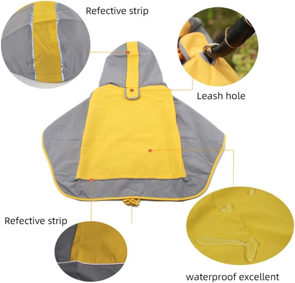Outdoor Pet Waterproof Glisten Rain Ponch Raincoat Doggie Hooded Rain Gear Jumpsuit for Small Medium Large Dog Yellow 6 โ image 3