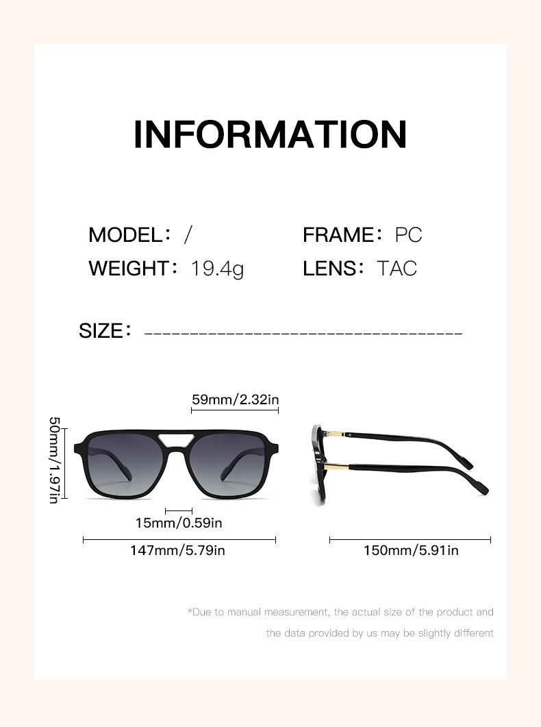 Black Frame with Translucent Pink Retro Double Bridge Square Frame Polarized Sunglasses - Driving Sun Protection Eyewear โ image 2