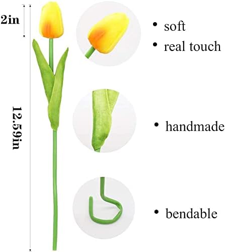 20pcs Artificial Tulips Flowers Fake Faux PU Tulip Bouquet Real Touch Flower Arrangement for Home Room Office Party Wedding Decoration Excellent Gift Idea for — image 6