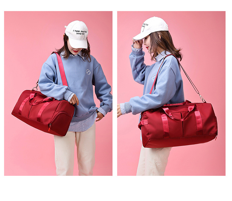Red Large Capacity Travel Duffel Bag – Wet & Dry Separation, Shoe Compartment, and Luggage Sleeve for Gym, Yoga, and Short Trips — image 3