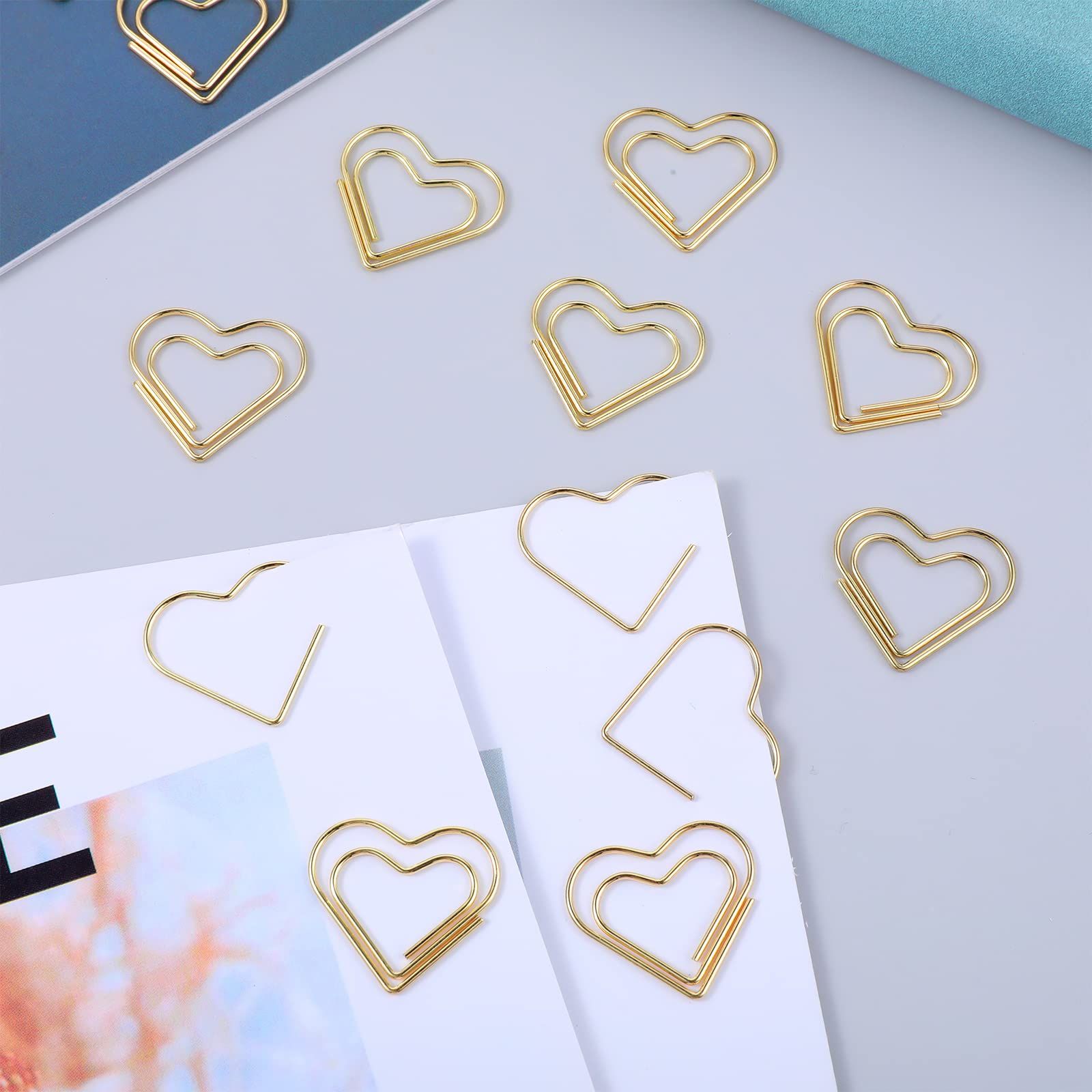 100Pcs Gold Heart Paper Clips Cute Small Paper Clips for Funny Heart Clips Kids Office Supplies Paper Clamps Wedding Decoration โ image 3