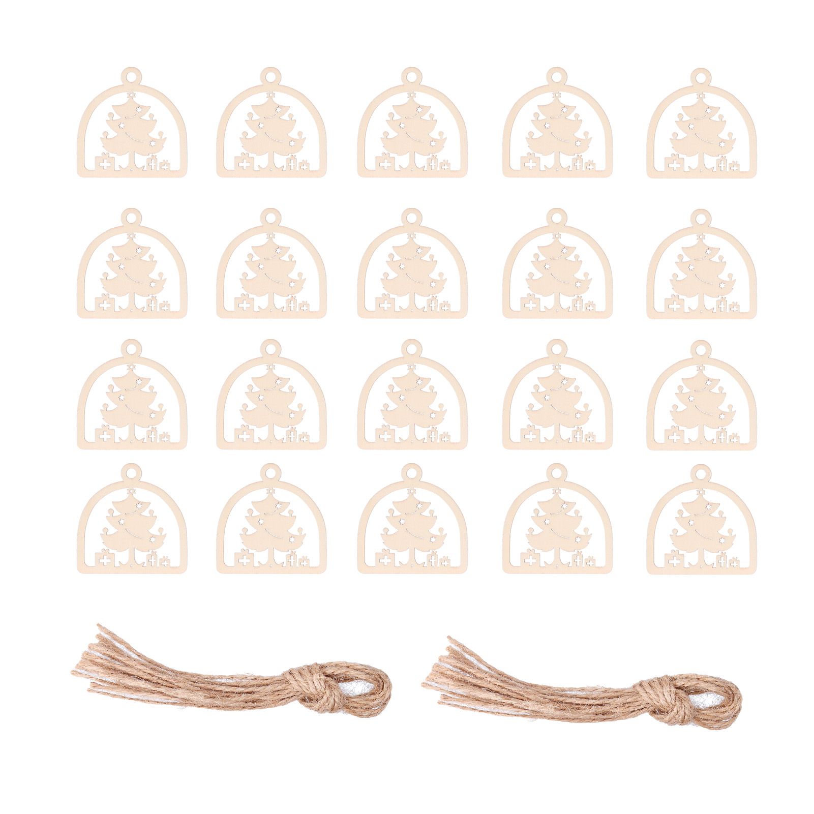 2Set Boxwood Hollow Tree Hanging Ornaments Small Decorative Handcraft for Festival Decoration