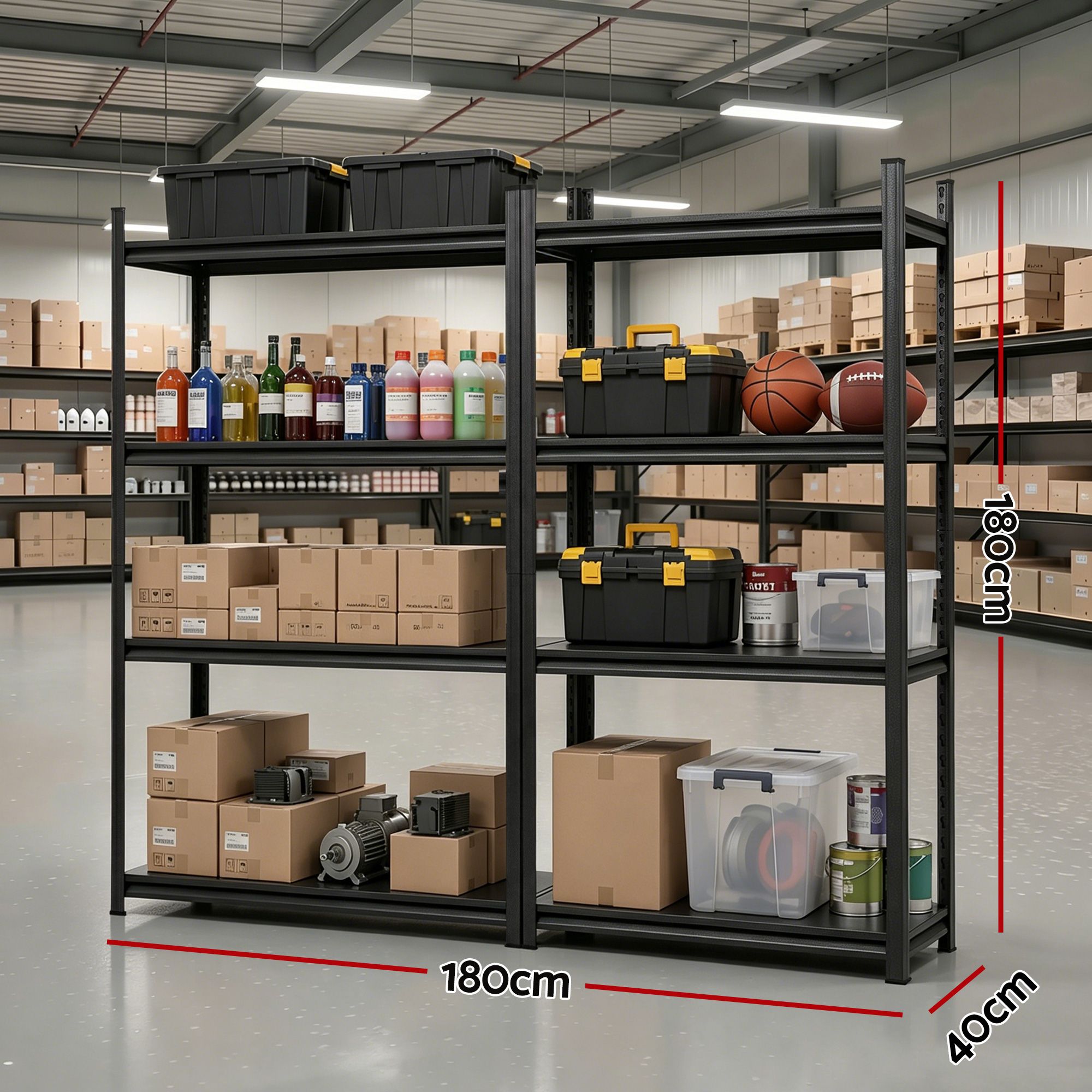 Giantz Garage Shelving 1.8X1.8m Warehouse Rack Storage Shelves Workshop Racks Steel — image 3