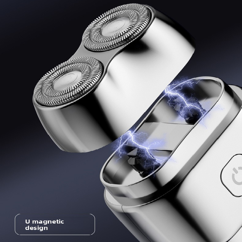 Silver Mini Electric Shaver with Dual Floating Heads Magnetic Suction and IPX5 Waterproofing for Men Travel Grooming Compact Rechargeable Razor AU โ image 3