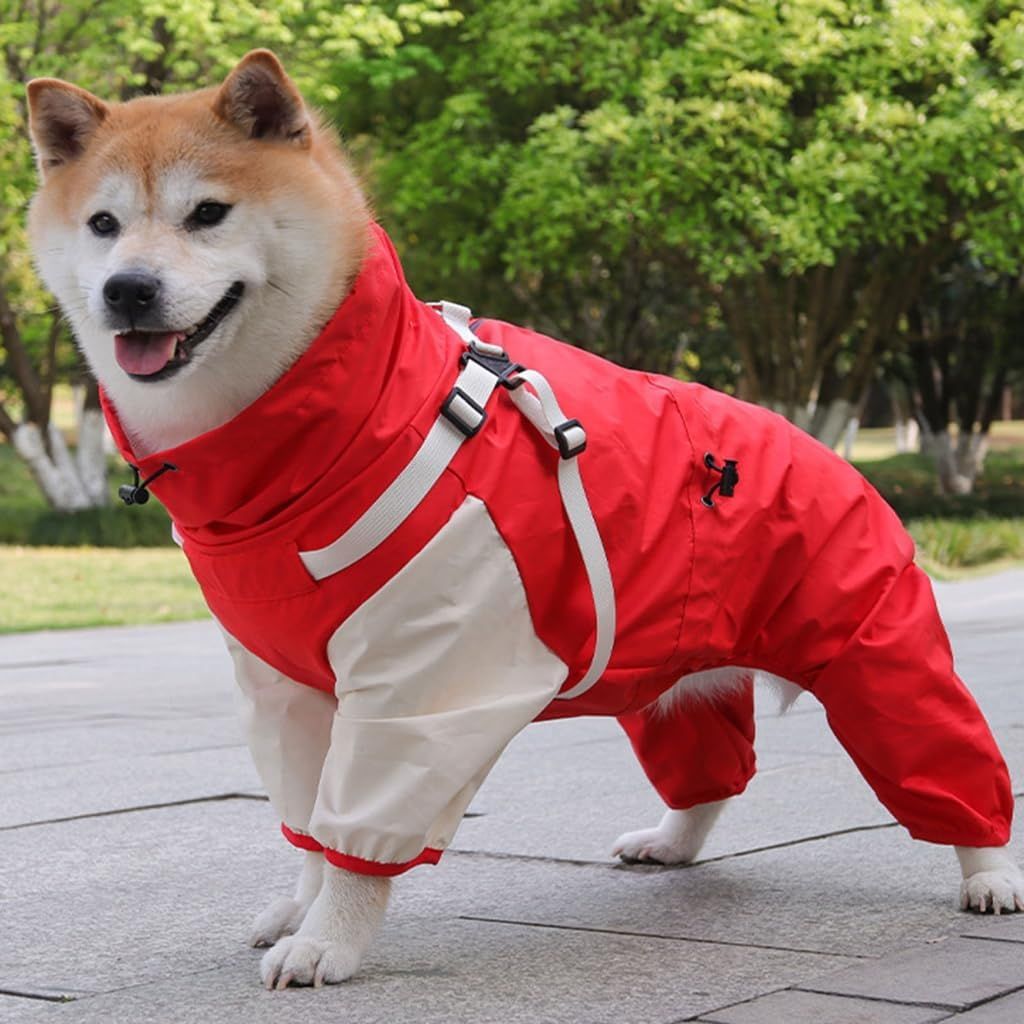Waterproof Dog Raincoat, Full Coverage Small Dog Rain Coat with Harness, Adjustable 4 Legs Puppy Rain Jacket with Reflective Strip and Elastic Cuffs โ image 3