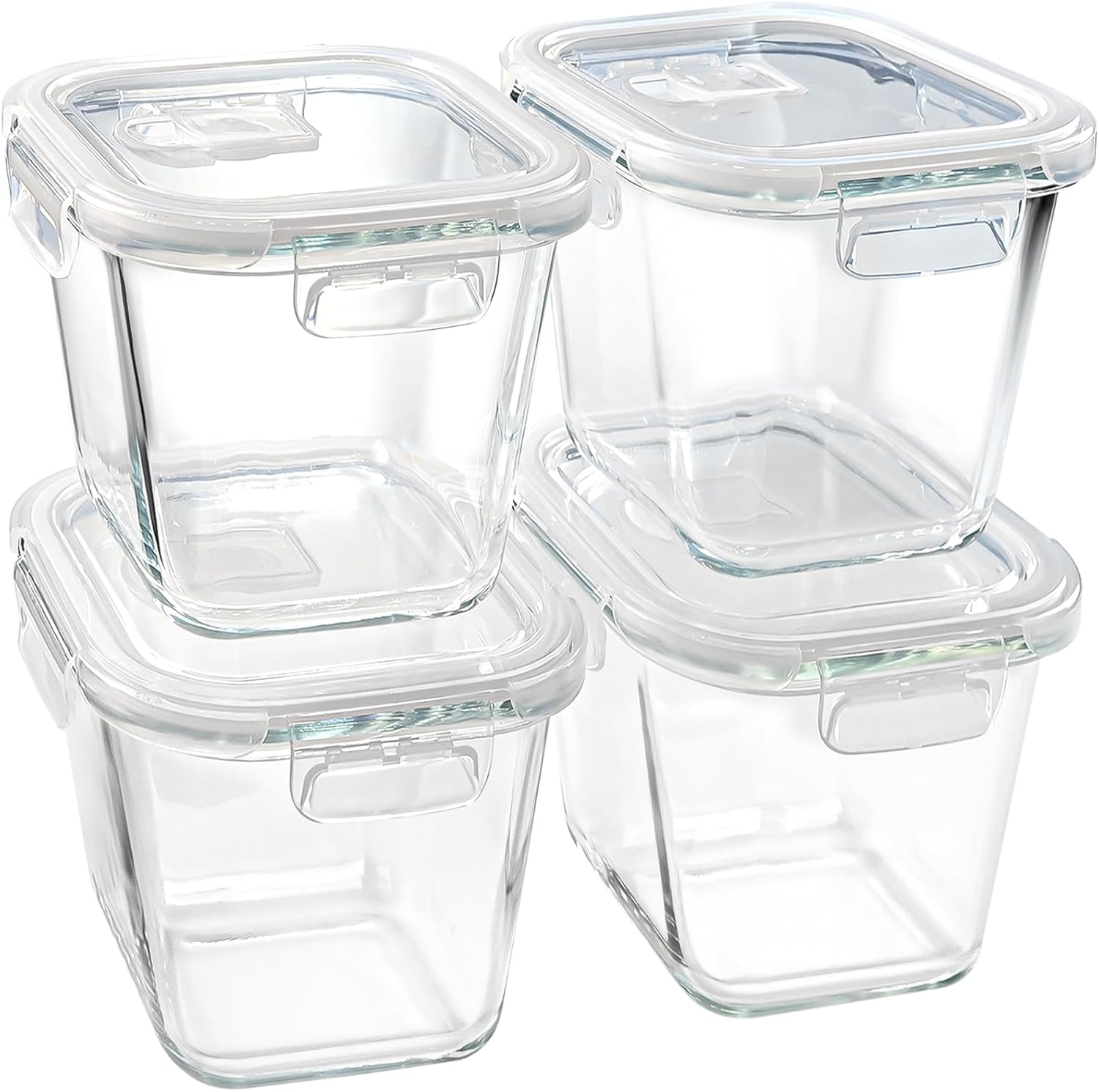 Soup Containers with Lids Glass 32 oz, 4 Cup Borosilicate Glass Food Storage Containers, Microwave & Freezer Safe Jars, Small Square Meal Prep Bowl for Salad