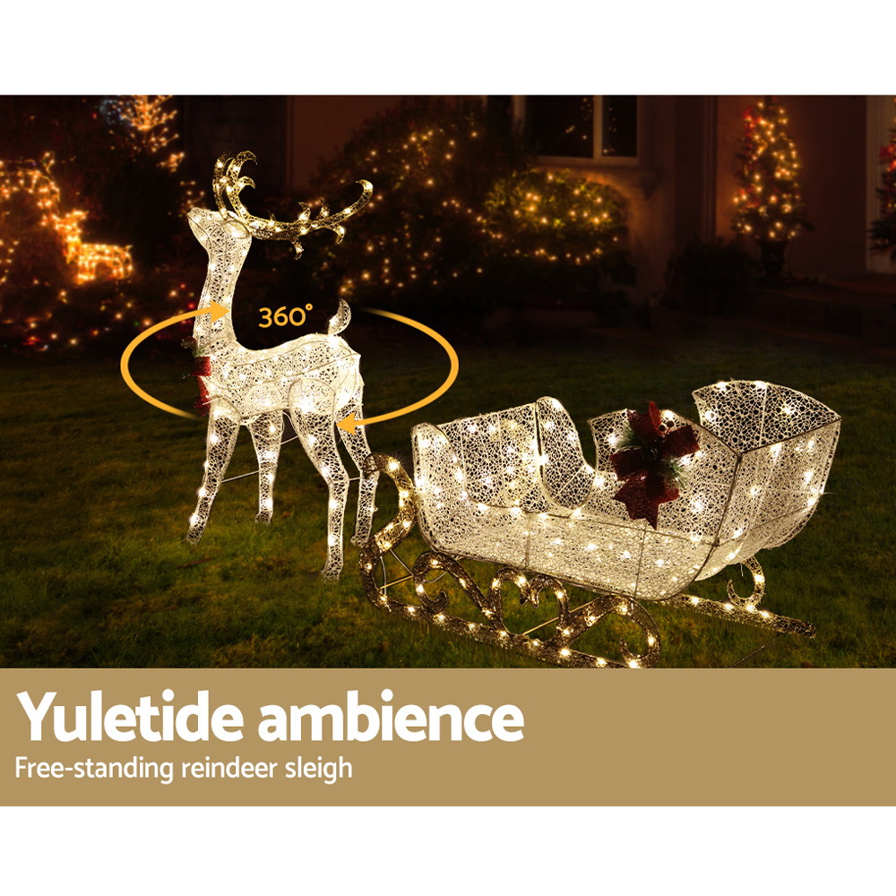 Jingle Jollys Christmas Lights Reindeer Sleigh215 LED Decorations โ image 5