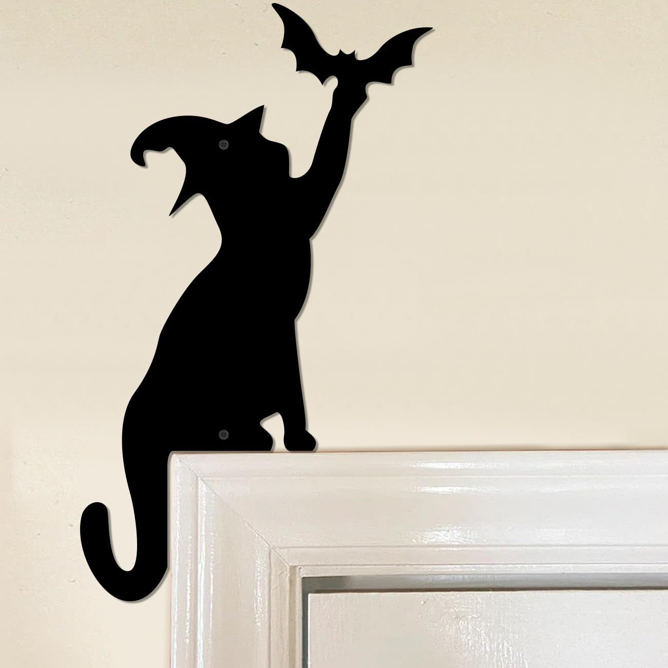 Halloween Decoration Halloween Door Corner Cat Metal Logo Larger Halloween Cat Silhouette Hanging Halloween Decoration — image 2