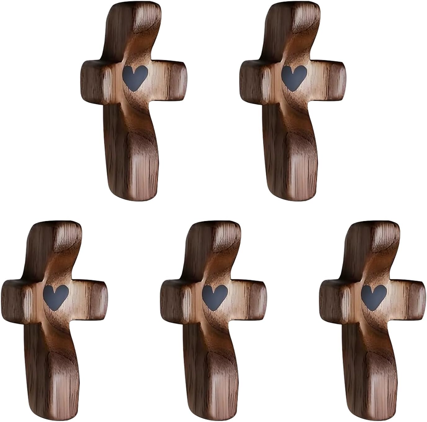 Black Cross Ornaments Set of 5 Wooden Cross Crafts Perfect Gift Idea