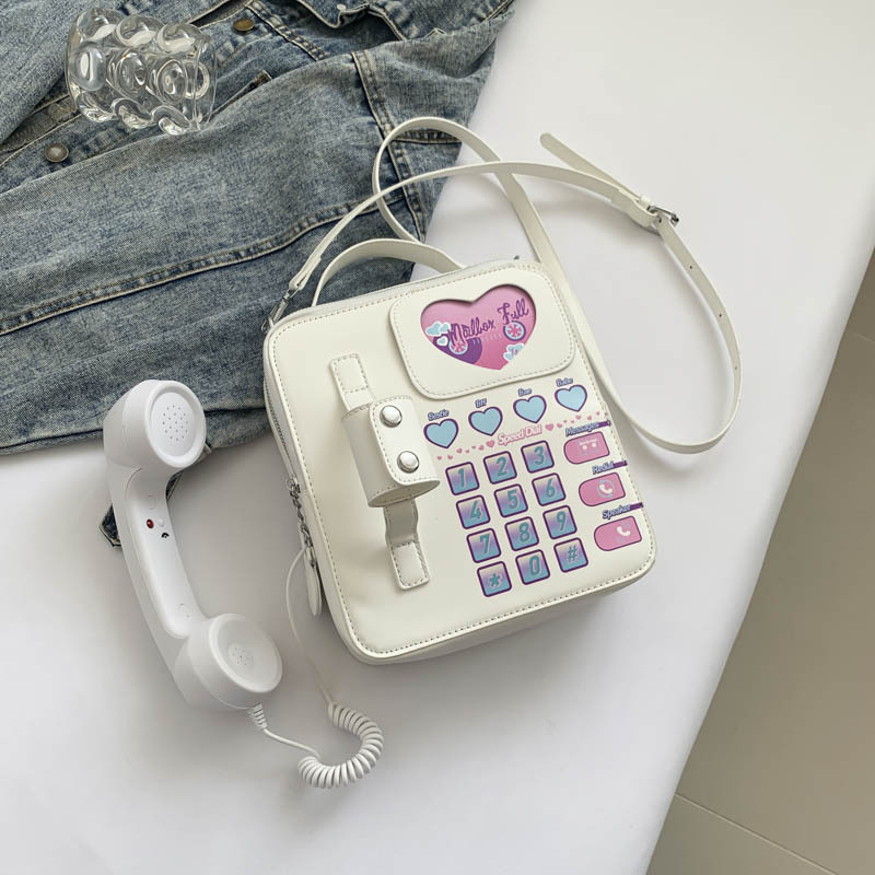 Red Sweet Girl Creative Crossbody Bag with Telephone Design, PU Material, Lightweight and Unique โ image 2