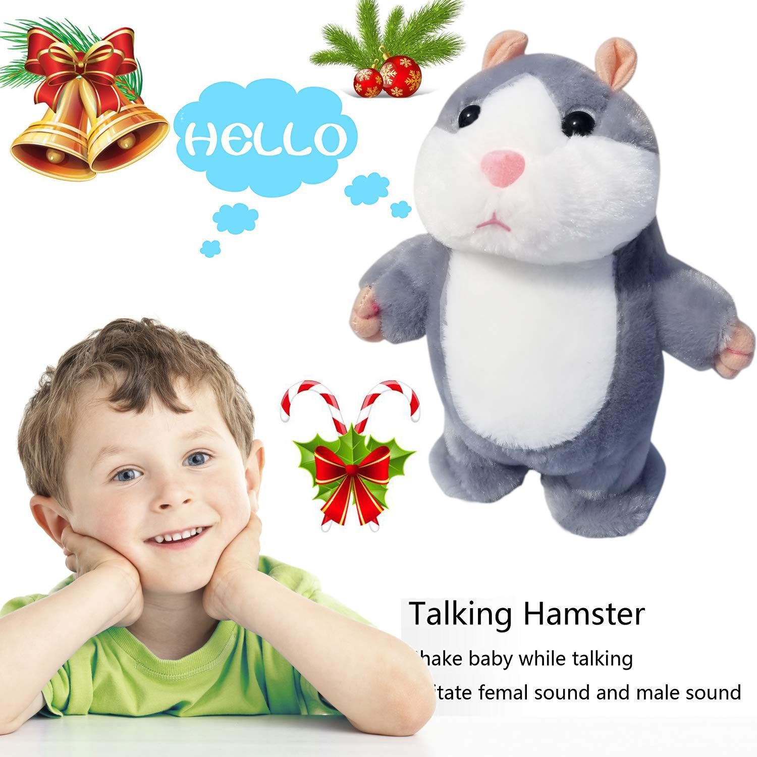 Talking Hamster Plush Toy, Repeat What You Say Funny Kids Stuffed Toys, Talking Record Plush Interactive Toys for, Birthday