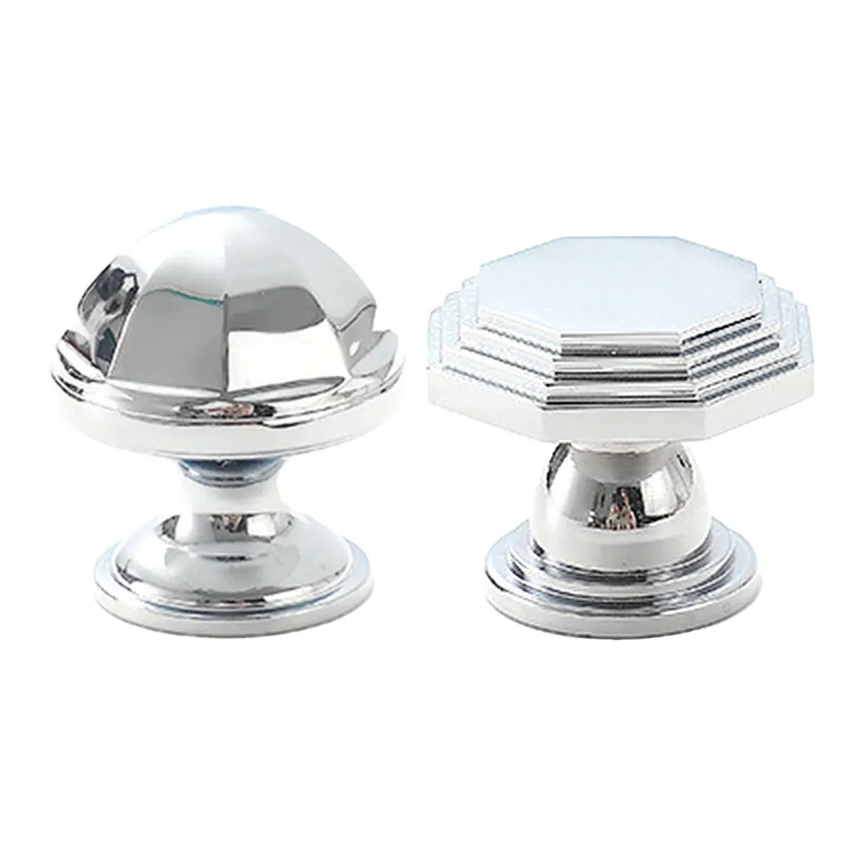 French Cabinet Handle Bright Silver Single Hole Modern Pull for Drawer Wardrobe - Octagon โ image 3