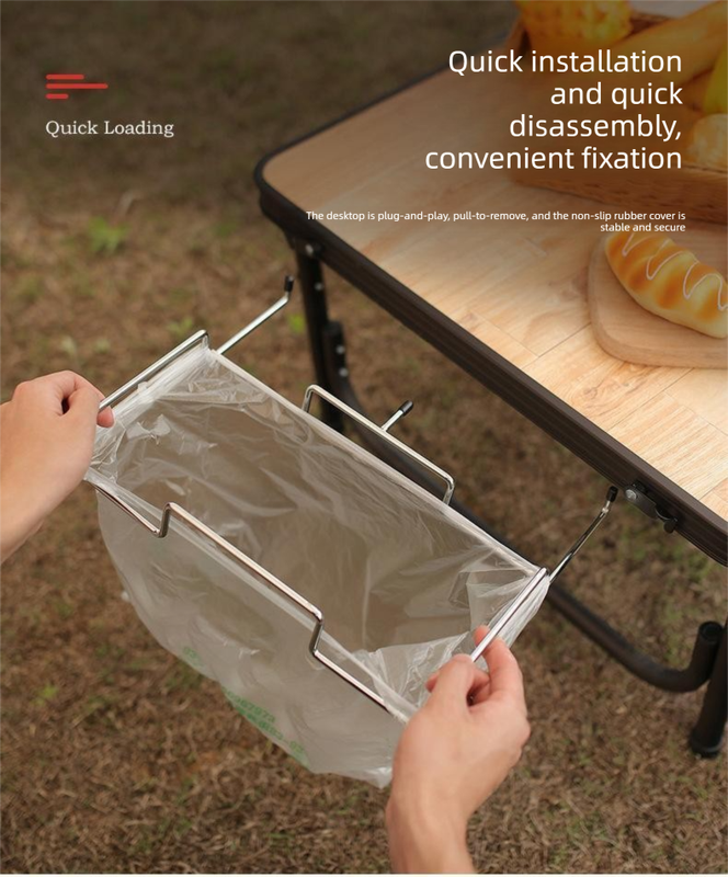 2 PCS Portable Folding Trash Bag Holder Stand Stainless Steel Garbage Bag Rack for Camping Picnic Kitchen and Student Desk Natural Finish โ image 4