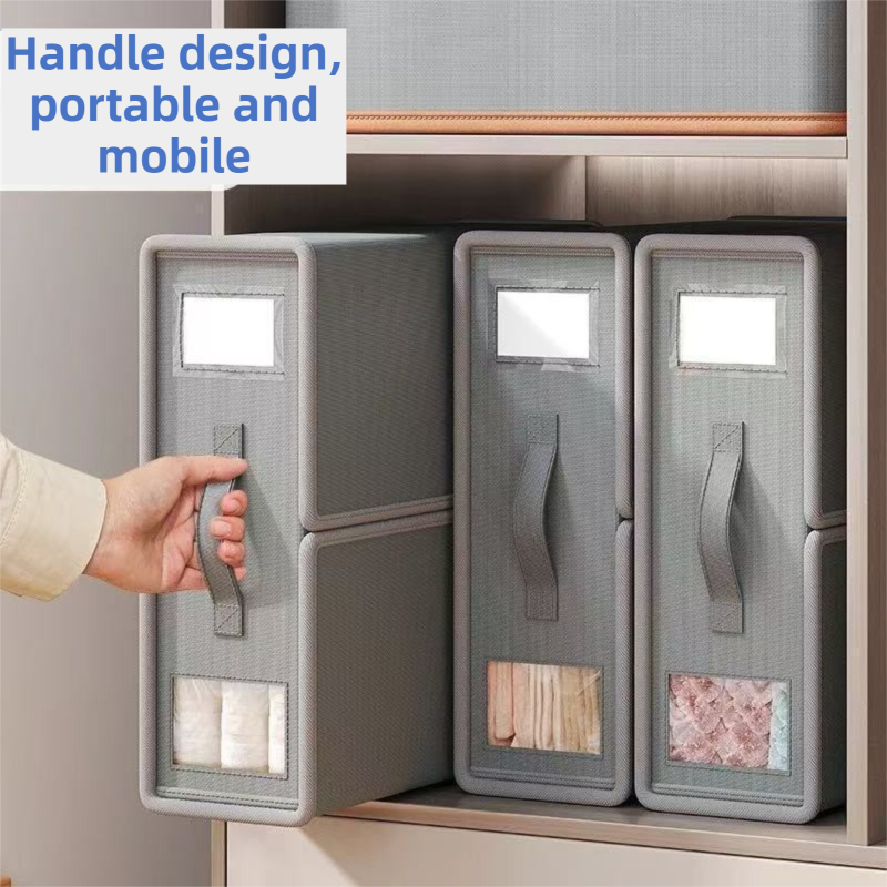 2-Pack White Foldable Bedding Storage Box with Zipper & PU Leather Handle - Wardrobe Drawer Closet Organizer for Duvet Covers & Clothing (38x32x12CM) โ image 4