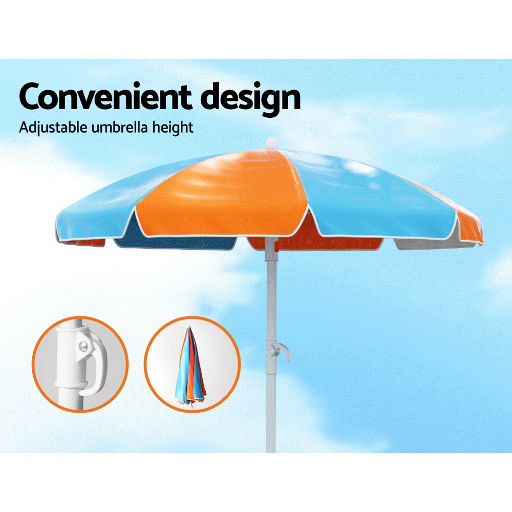 Keezi Kids Outdoor Table and Chairs Picnic Bench Umbrella Set Water Sand Pit Box — image 6