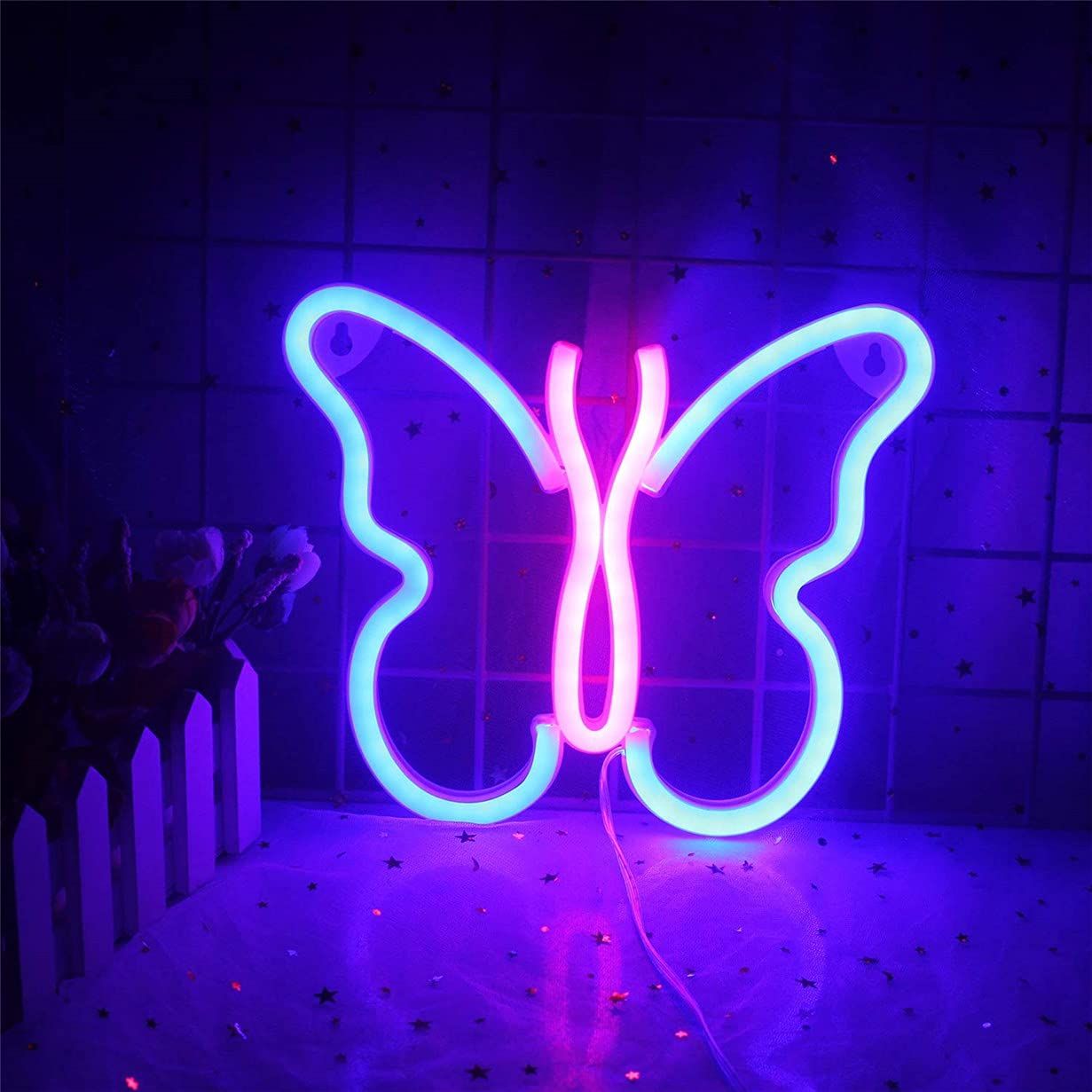 Butterfly Neon Sign Lights Hanging Decorative Neon Light USB or Battery Operated for Home Bedroom Bar Restaurant Christmas โ image 3