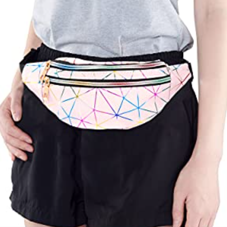 Women's crossbody bag, men's diamond checkered pattern waist belt bag, holographic sling bag, waterproof waist bag β image 5