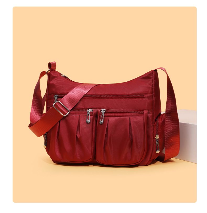 Large Capacity Crossbody Shoulder Bag - Lightweight Multi-Layer Tote for Women - Travel Backpack Casual Hobo Bag for Daily Commute - Red — image 3