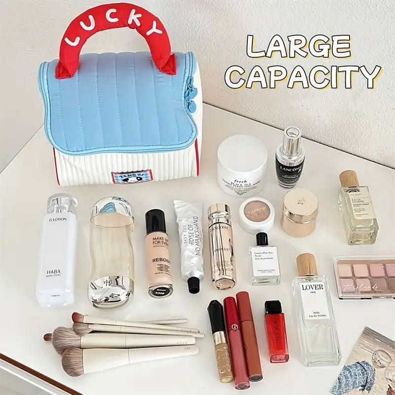 Cute Cabin Cosmetic Bag Large Capacity Portable Travel Storage Handheld Wash Bag - Brown — image 5