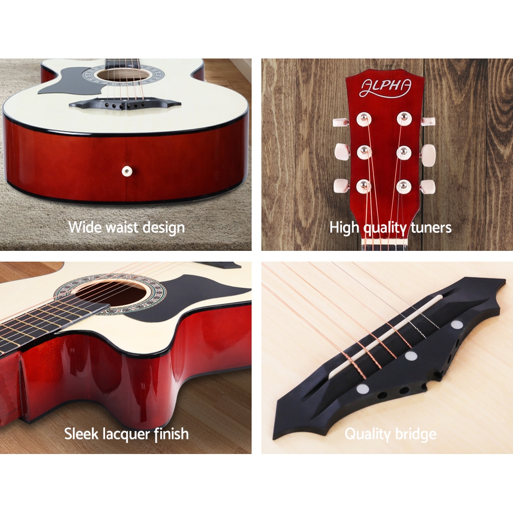 Alpha 38 Inch Acoustic Guitar Wooden Body Steel String Full Size Left Handed โ image 5